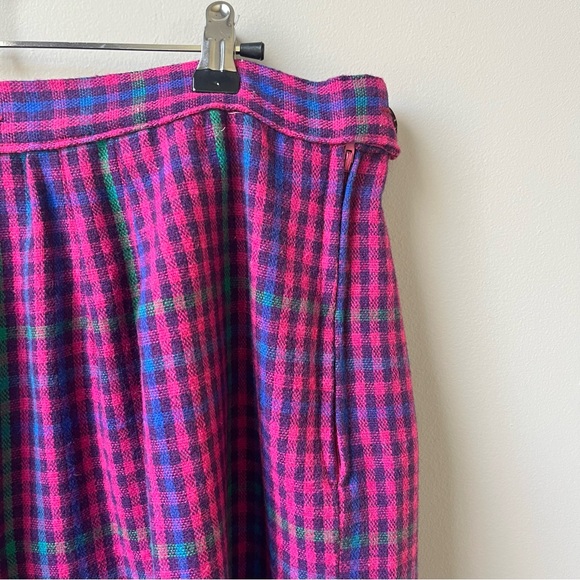 Vintage‎ Skirt Women Large Plaid Pink Purple Preppy Feminine Classic Fall Winter - Picture 6 of 12